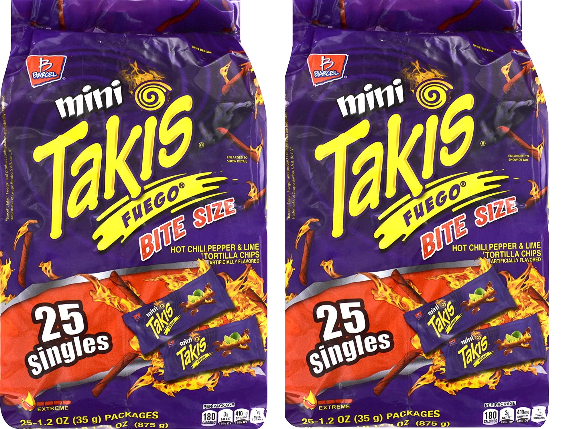 2 Mini Takis Fuego Snack Packs, 25 Count