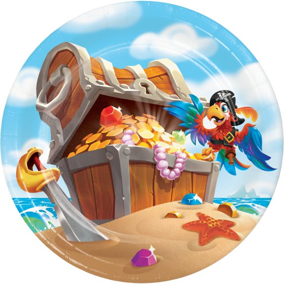 Creative Converting 339779 Treasure Island Pirate Dessert Plates, 8 Count