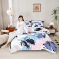 thumbnail image 4 of Homewish Abstract Gradient Full Size Comforter Sets 3-Piece for Children Teens Adults,Vintage Aesthetic Bedding Comforter Set,Graffiti Splash Lightweight Bedding Sets,Breathable Home Decor, 4 of 8
