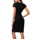 thumbnail image 4 of Vestido recto de manga corta y cuello redondo para mujer - Poliéster liso, largo hasta la rodilla, informal para el día a día y para salir, 4 of 7