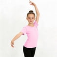 thumbnail image 2 of Girls Cotton Dance Top Athletic Shirt 100% Cotton Slim Fit Short Sleeve Round Neck Activewear for Kids Kids to Teen Pink,Size 12-13 T, 2 of 6