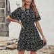 thumbnail image 4 of Vestidos casuales de manga corta con estampado de vendaje con cuello en V de verano para mujer a la moda Fridja  bnh3781, 4 of 7
