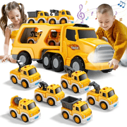 JoyStone 7 in 1 Construction Carrier Truck Transport Car Toys with Light and Sound, 6 Pull Back… — $20.98 (40% off)