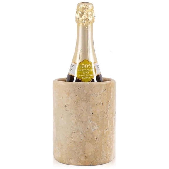 Radicaln Marble Wine Chiller Bucket 6.5 inches Travertine Handmade Small Champagne Chiller and Wine Bottle Holder for Bar Accessories, Ideal Wine Bucket and Beverages Cooler for Parties