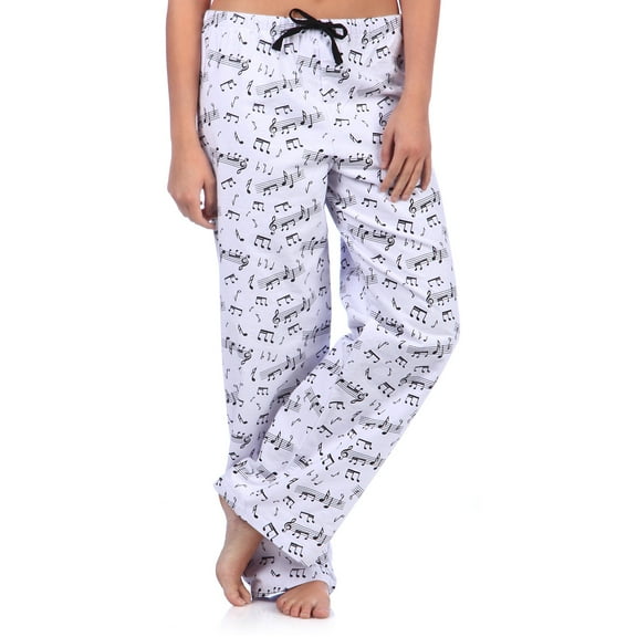 Leisureland Women's Music Notes Print Cotton Flannel Sleep Pants