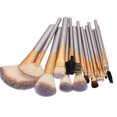 thumbnail image 3 of Juego de 24 Uds de brochas de maquillaje, kit de herramientas, brochas cosméticas de nailon suave portátiles para mujeres y niñas, color dorado champán, 3 of 8