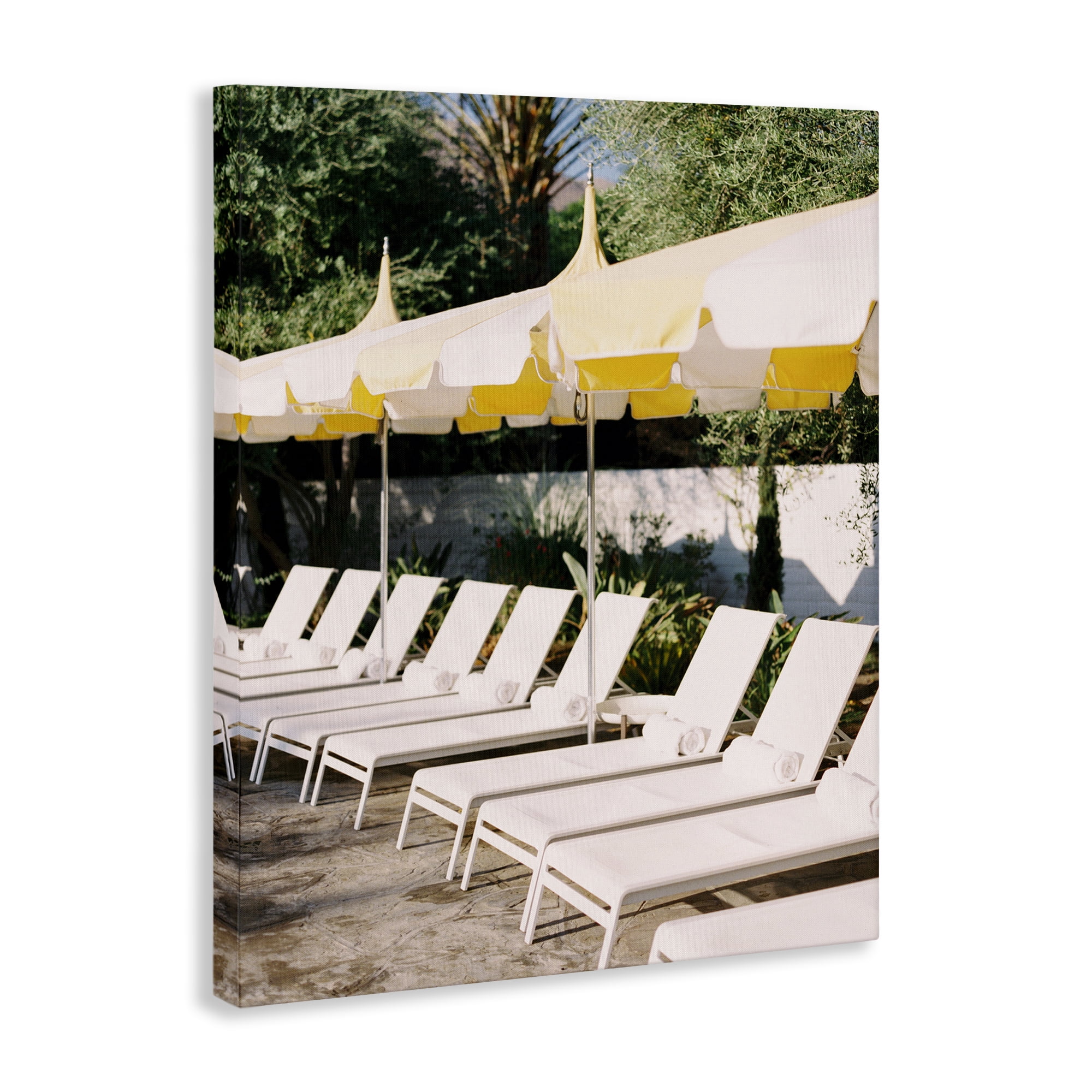Stupell Industries Poolside Beach Chairs Landscape Photography Gallery Wrapped Canvas Art Print Wall Art, 36 x 48