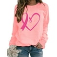 thumbnail image 2 of Homenesgenics Breast Cancer Ribbon Shirts Women's Casual Solid Color Breast Cancer Long Sleeve Round Neck Sweatshirts Pink XXL, 2 of 3