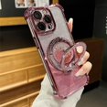 thumbnail image 6 of for iPhone 16 Plus Case Stand & Ring Holder, Woman Girly Moving Liquid Bling Kickstand Built-in Camera Lens Protector Shockproof Protective Soft Phone Cover for iPhone 16 Plus 6.7" (Pink), 6 of 7