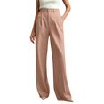 thumbnail image 2 of Women's High Waisted Straight Leg Dress Pants, Business Casual Work Slacks for Women, Solid Color Relaxed Fit Trouser Pants for Spring Summer Work Travel Pink M, 2 of 4