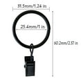thumbnail image 4 of Rongsi 40 Pack Curtain Rings with Clips Hooks, Rustproof Matte Metal Stainless Steel Drapery Rings for Tension Rod Bracket Eyelets Hangers, Fits up to 0.88 in Curtain Rod Black-1" Interior Diameter, 4 of 7