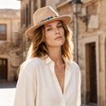 thumbnail image 6 of Wide Brim Western Cowboy Hat for Adults Structured Pinch Front Crown Felt Style Hat with Beaded Hat Band for Costume, 6 of 6