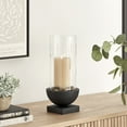 thumbnail image 4 of Danya B. Modern Black Metal Bold Pedestal and Glass Pillar Hurricane Candle Holder (Small), 4 of 11