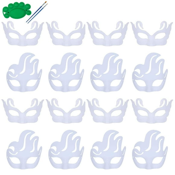 Juego de máscaras de mascarada de papel blanco Qavctw, 16 piezas, para bricolaje