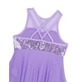thumbnail image 6 of Venjoe Kids Girls Sequined Ballet Lyrical Dance Dress Leotard  Asymmetrical Dancewear Costume Lavender 16, 6 of 7