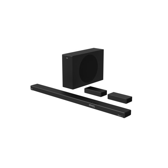 Système de barre de son surround ultra-mince onn. 5.1 de 91 cm (36 po) avec Dolby Atmos, caisson de basses sans fil et haut-parleurs satellites sans fil, noir