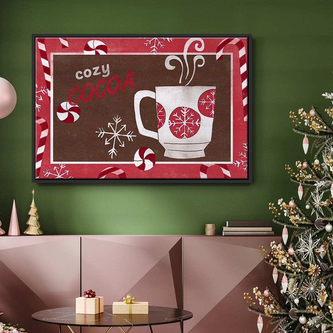 Cozy Cocoa Christmas Collection A - Framed Gallery Wrapped Holiday Canvas - 17 x 25 - Black Frame