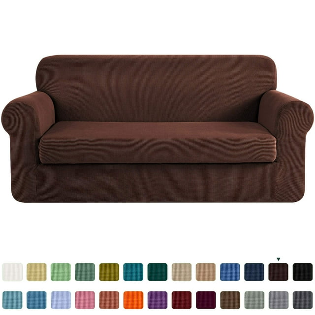 CHUN YI Stretch 2-Piece Checks Sofa Cover with Cushion Cover Slipcover