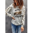thumbnail image 2 of POGLIP T-Shirt Raglan pour Femmes Gris Joyeux Noël Camion Léopard, 2 of 6