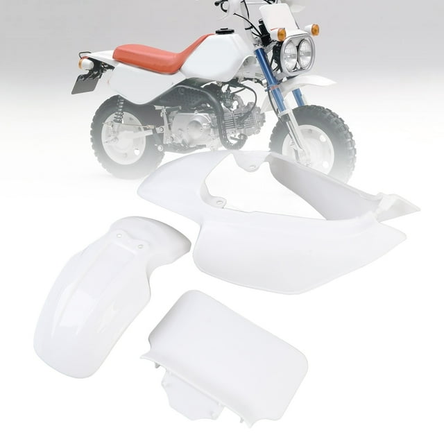Motorcycle Mudguard Fairing Kit, Scratch Resistant Body Panel White ABS Plastic Mudguard Fairing Body Work Kit Number Plate for Mini Pit Monkey Z50R Baja