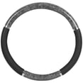 thumbnail image 1 of Bdk Cubierta de volante cromada de grano de madera negra y gris para automóviles, camiones, furgonetas, SUV, accesorios de agarre elegantes y cómodos, 1 of 1