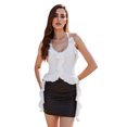 thumbnail image 1 of Gupgi Women Halter Cami Top Irregular Deep V Neck Ruffle Crop Top Solid Color Backless Tank Shirt, 1 of 8