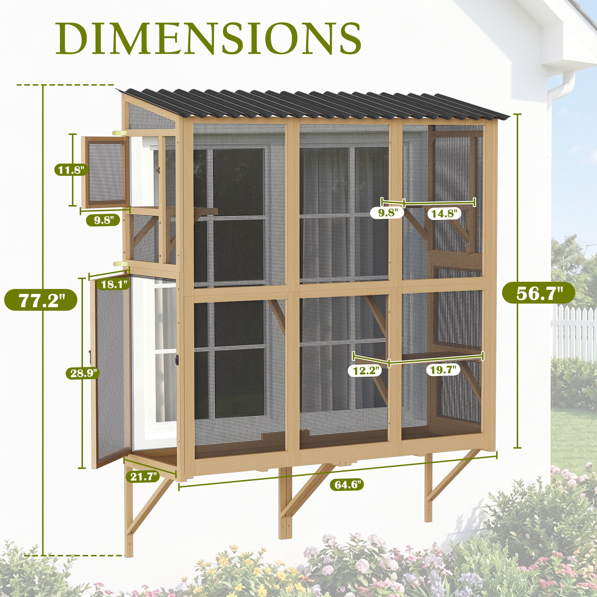 Haverchair Cat Catio, Cat Window Perch for Large Indoor Cats, Window Box Enclosure with 4 Jump Platforms, Wooden Window Hammock for Multi Kittens, All-Weather Use Outdoor Small Pet Perch House