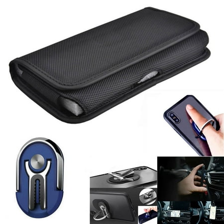 Pouch Case for Nokia G400 5G, G300 5G Car Mount / Horizontal Pouch Belt Clip Loop (3in1 Ring Navy +Pouch Case)