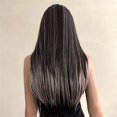 thumbnail image 4 of Peluca recta plateada con resaltado negro para mujer, pelucas largas sintéticas de encaje de rayita, cabello resistente al calor de aspecto Natural para fiesta diaria, 4 of 4