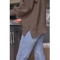 thumbnail image 5 of Women's Crewneck Batwing Long Sleeve Sweaters 2023 Fall Oversized Ribbed Knit Side Slit Pullover Tops, 5 of 7