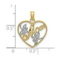thumbnail image 2 of 14k Two-tone Gold Beaded Love Heart Pendant Necklace With Mom White Double Leaf Center High Polish and Two-color 19.6x16, 2 of 2