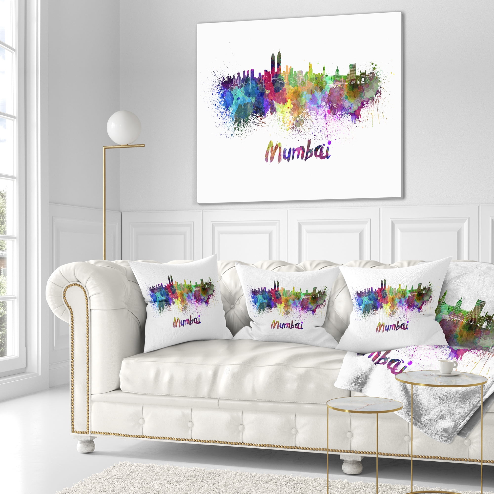 Designart Mumbai Skyline - Cityscape Throw Pillow - 18x18