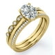 thumbnail image 4 of JeenMata Anillo de Compromiso Solitario con Engaste Pavé de 4 Puntas Corte Ovalado de 1,5 Quilates, Filigrana Art Déco Milgrain, Conjunto de Trío Nupcial, Baño de Oro Amarillo de 18 K sobre Plata, 4 of 6