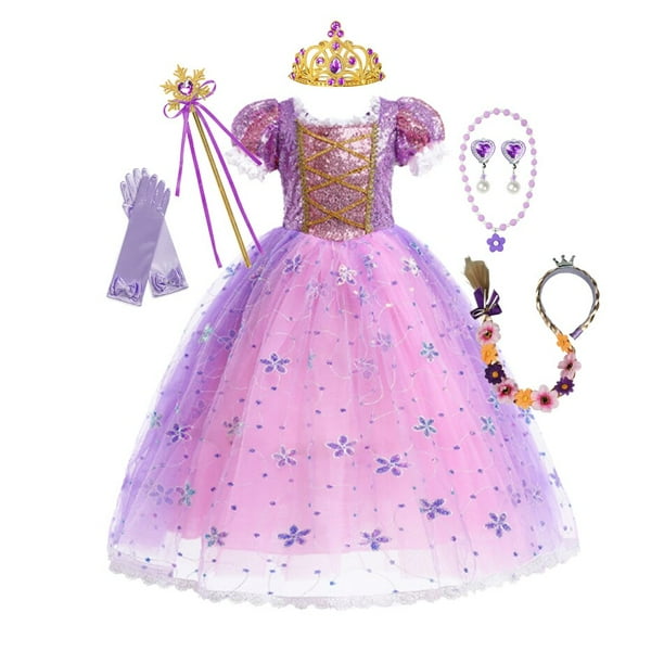 Vestido de princesa Rapunzel de Disney para nina disfraz de fiesta de Sofia disfraz enredado para ninos regalo de cumpleanos Carnaval ropa para ninos 2T etiqueta 100 Gao Jinjia LED Walmart