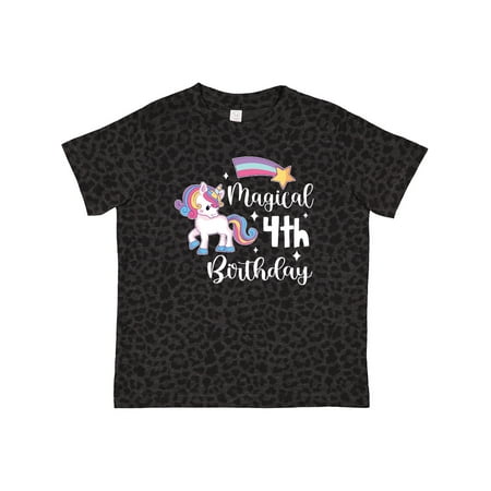 

Inktastic Magical 4th Birthday Rainbow Unicorn with Star Gift Toddler Boy or Toddler Girl T-Shirt