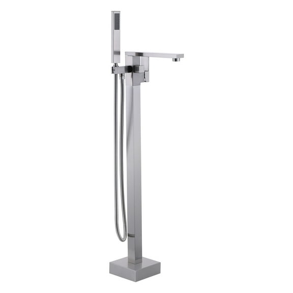 WOWOW Single-Handle Freestanding Tub Faucet with Hand Shower in Brushed Nickel