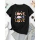 thumbnail image 2 of Camiseta básica para mujer veranoWomen's Casual Love Animal Graphic Tee - Round Neck Short Sleeve, Comfortable Polyester Blend, Playful Summer Top for Casual Attire, Everyday Fashion Top | Playful G, 2 of 6