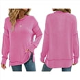thumbnail image 3 of Sudaderas Holgadas de Larga para Mujer, de Canalé, con Abertura Lateral y Dobladillo Alto y Bajo, para Otoño Rosa Roja L, 3 of 7