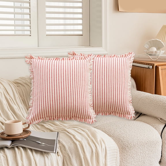 Sentmoon Wind Stripe Tassel Throw Pillow Cover Sofa Throw Pillow Cover Living Room Cushion Throw Pillow Cover Linen Pillowcase
