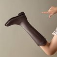 thumbnail image 4 of B91xZ Riding Boots Women Leather Block Heel Knee High Boots,Brown 8, 4 of 5