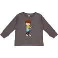 thumbnail image 3 of Inktastic Rock Boy, Brown Hair, Guitar Player, Band, Music Boys Long Sleeve Toddler T-Shirt, 3 of 5