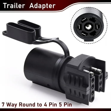 XUKEY 7 Way Round to 4 Pin 5 Pin Flat Trailer Wire Light Adapter RV Plug Tow Connector