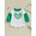 thumbnail image 2 of Baby Sweatshirt Romper Spring Long Sleeve Round Neck Shamrock Print Bodysuit Newborn Playsuit, 2 of 9