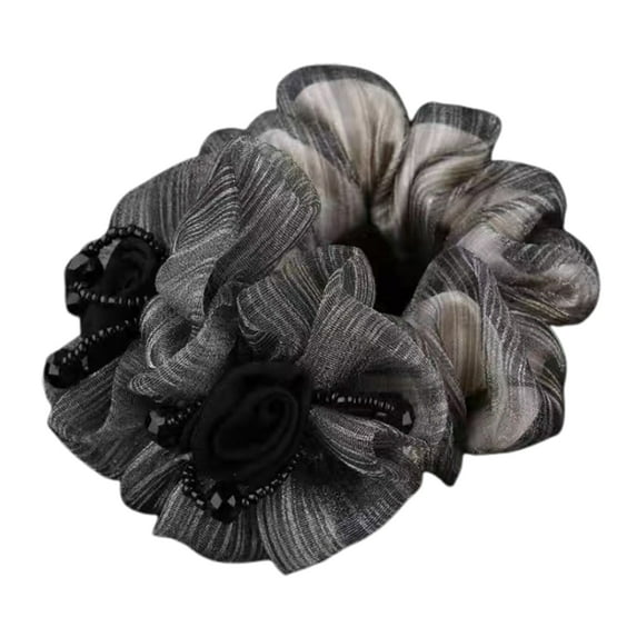 Mightlink Hair Band Flower Decor Soft Fabric Beads Hair Rope Anti-fall Hair-fixed High Elasticity Long-lasting Ponytail Holder Hair Accessories