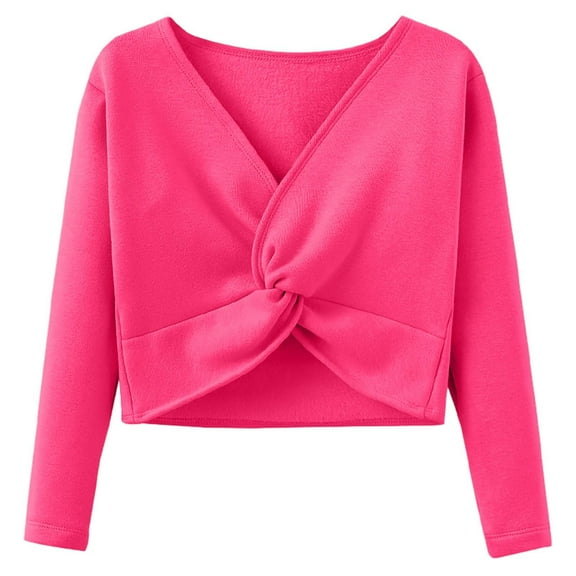 RMGVDSD Girls Ballet Wrap Tops Kids Long Sleeve Dance Sweater Girls Long Sleeve Thermal Layering Vest For Ballet Practice Dance Wear Solid Color Top Comfort Versatile 150