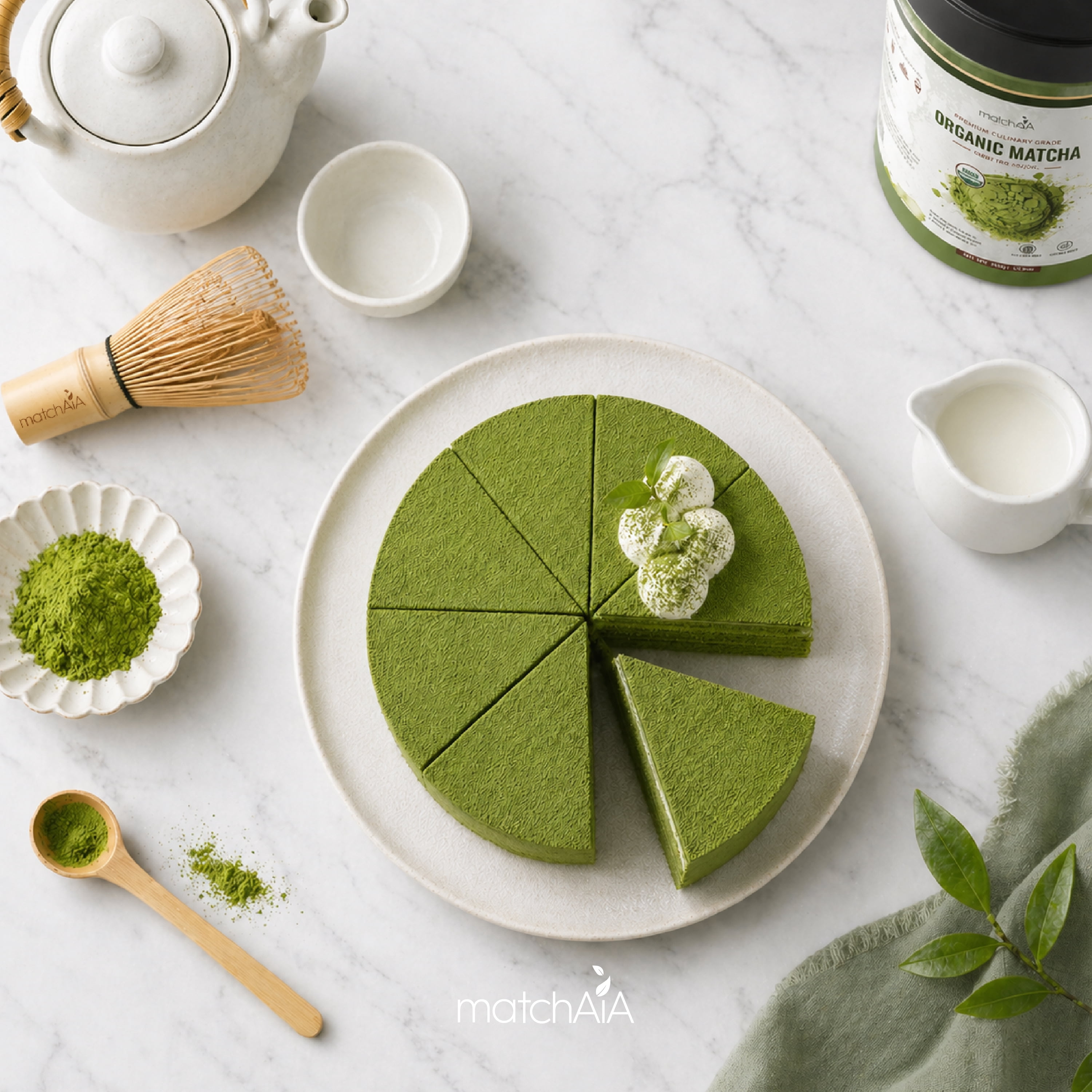 MatchAiA Organic Matcha Powder, Premium Culinary Grade, 350g/12.3oz, USDA Certified, 100% Pure, Perfect for Lattes, Smoothies, Desserts and Baking, Sugar Free, Gluten Free