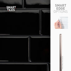 Smart Tiles Peel and Stick Backsplash, 5 Adhesive Tiles, Metro Black, 11.55"x8.38"