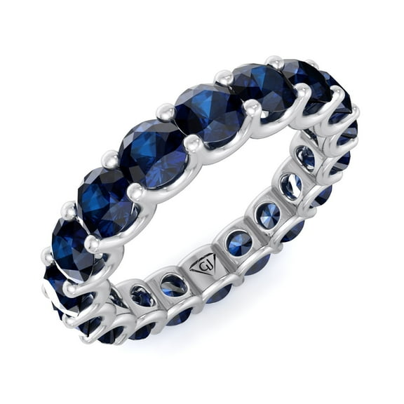 September - Round Cut Blue Sapphire Eternity Band