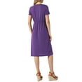 thumbnail image 3 of INSPIRE CHIC Robe à Col Ras du Cou pour Femme à Manches Courtes, Robe Midi Décontractée de Mariage, Violet, P, 3 of 4