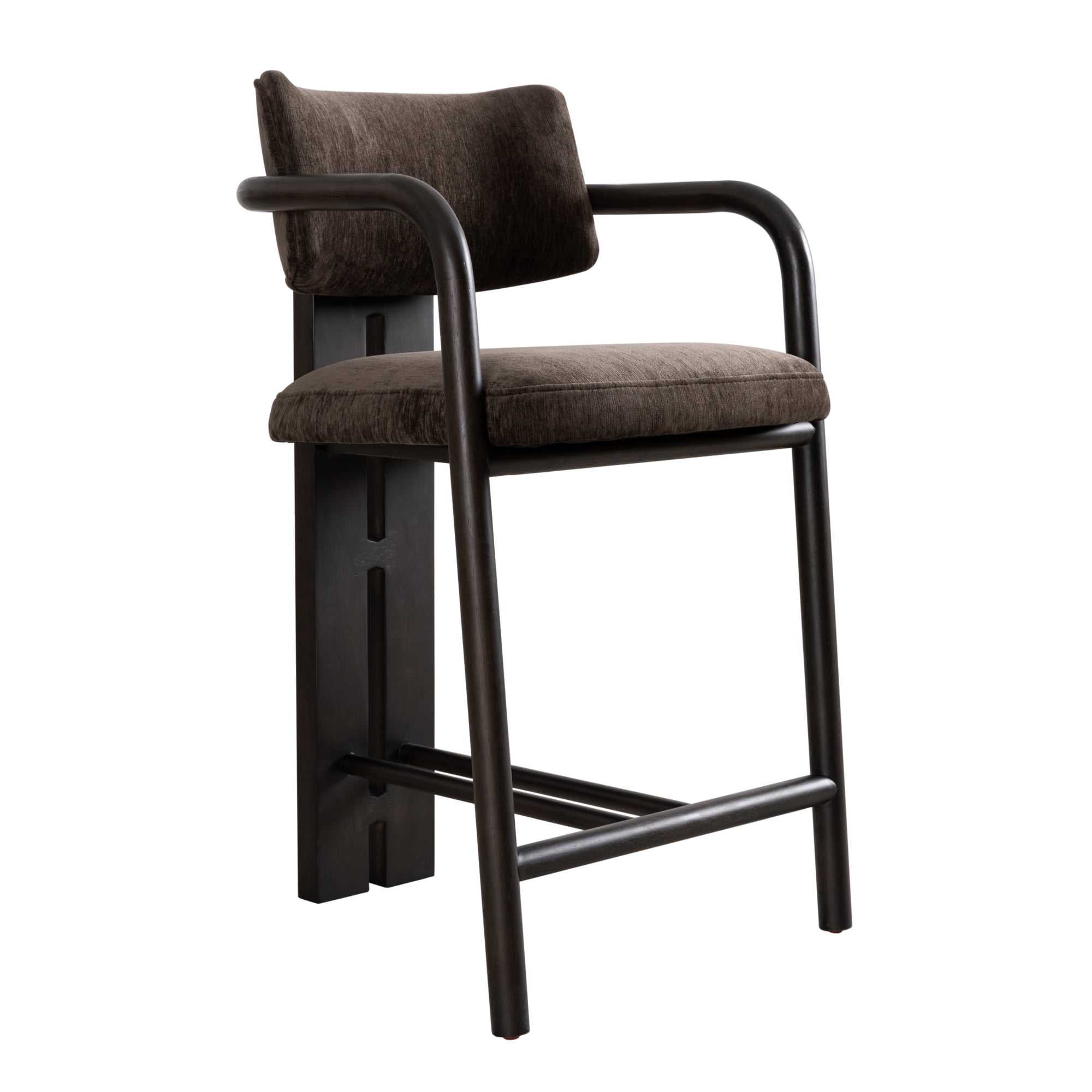 Aaliyah Espresso Solid Wood Upholstered 26" Counter Height Barstool with Brindle Brown Seat - Set of 3